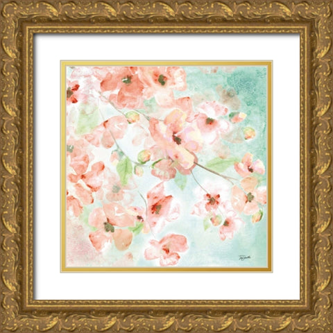 Watercolor Blossoms I Gold Ornate Wood Framed Art Print with Double Matting by Tre Sorelle Studios