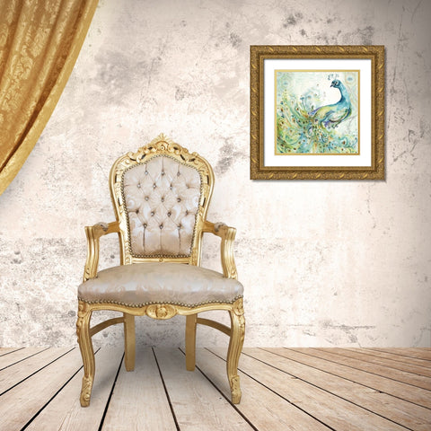 Bohemian Peacocks I Gold Ornate Wood Framed Art Print with Double Matting by Tre Sorelle Studios