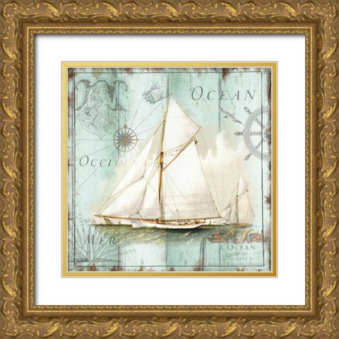 Antique La Mer VII Gold Ornate Wood Framed Art Print with Double Matting by Tre Sorelle Studios