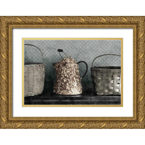 Farmhouse Gold Ornate Wood Framed Art Print with Double Matting by Romita, Denise