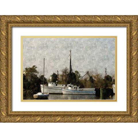 Shipyard Gold Ornate Wood Framed Art Print with Double Matting by Romita, Denise