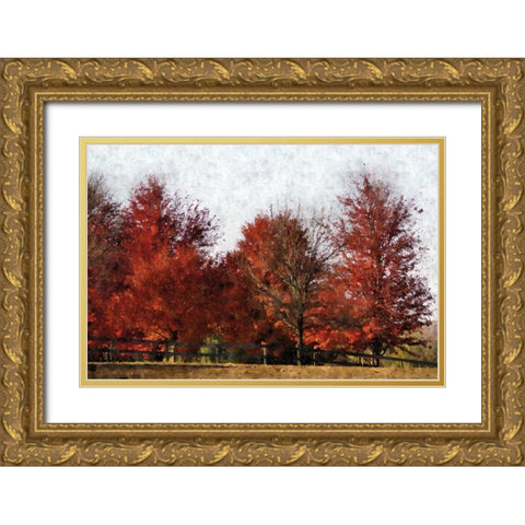 Fall Reds Gold Ornate Wood Framed Art Print with Double Matting by Romita, Denise