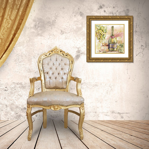 Watercolor Wine II Gold Ornate Wood Framed Art Print with Double Matting by Tre Sorelle Studios