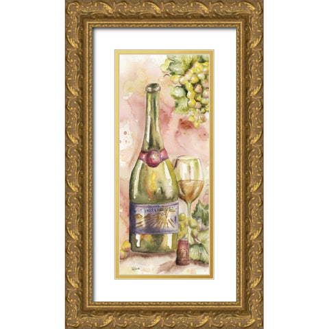 Watercolor Wine Panel II Gold Ornate Wood Framed Art Print with Double Matting by Tre Sorelle Studios