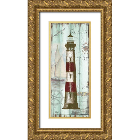 Antique La Mer Lighthouse Panel II Gold Ornate Wood Framed Art Print with Double Matting by Tre Sorelle Studios