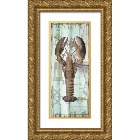 Antique La Mer Sea Creature Panel I Gold Ornate Wood Framed Art Print with Double Matting by Tre Sorelle Studios