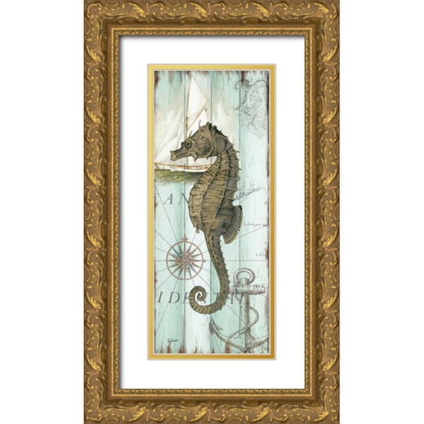 Antique La Mer Sea Creature Panel II Gold Ornate Wood Framed Art Print with Double Matting by Tre Sorelle Studios