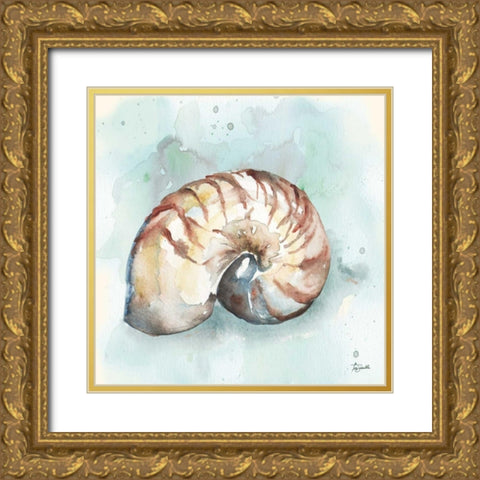 Watercolor Shells II Gold Ornate Wood Framed Art Print with Double Matting by Tre Sorelle Studios