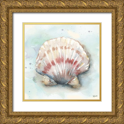 Watercolor Shells VI Gold Ornate Wood Framed Art Print with Double Matting by Tre Sorelle Studios