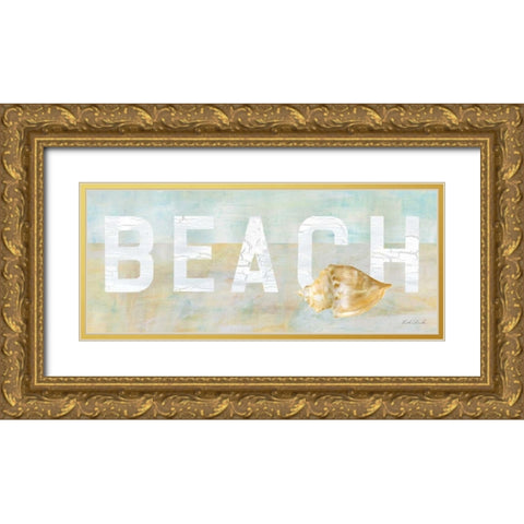 Rustic Beach Sign I Gold Ornate Wood Framed Art Print with Double Matting by Dundon, Caitlin