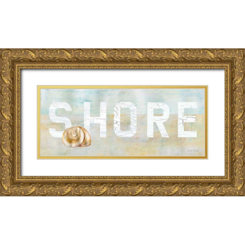 Rustic Beach Sign II Gold Ornate Wood Framed Art Print with Double Matting by Dundon, Caitlin