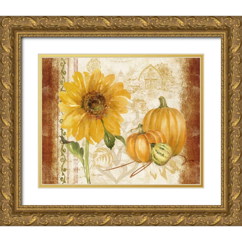 Harvest Time Landscape Gold Ornate Wood Framed Art Print with Double Matting by Gladding, Pamela