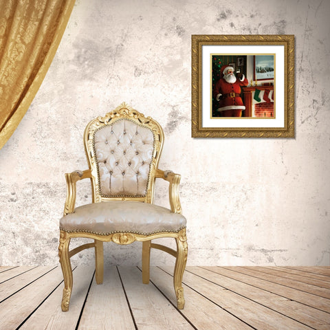 Christmas Eve Santa Gold Ornate Wood Framed Art Print with Double Matting by Milan, Vittorio