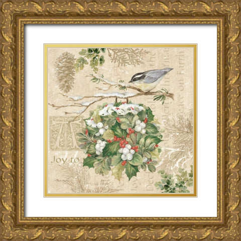 Christmas Trail III Gold Ornate Wood Framed Art Print with Double Matting by Gladding, Pamela