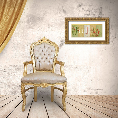 Jolly Rustic Sign III Gold Ornate Wood Framed Art Print with Double Matting by Coulter, Cynthia