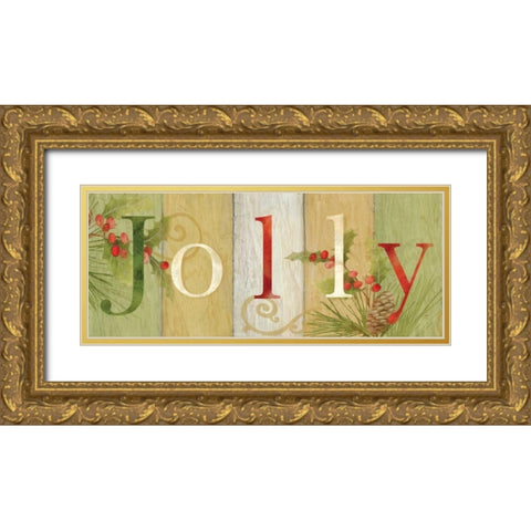 Jolly Rustic Sign III Gold Ornate Wood Framed Art Print with Double Matting by Coulter, Cynthia