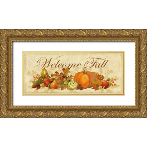 Harvest Bounty Panel Gold Ornate Wood Framed Art Print with Double Matting by Gladding, Pamela