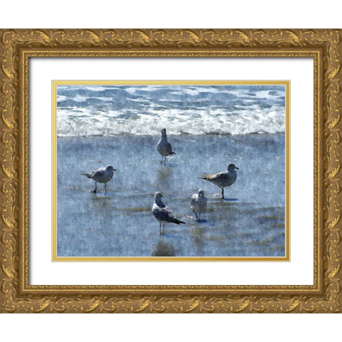 Beachgoers Gold Ornate Wood Framed Art Print with Double Matting by Romita, Denise