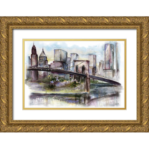 City View Landscape Gold Ornate Wood Framed Art Print with Double Matting by Tre Sorelle Studios