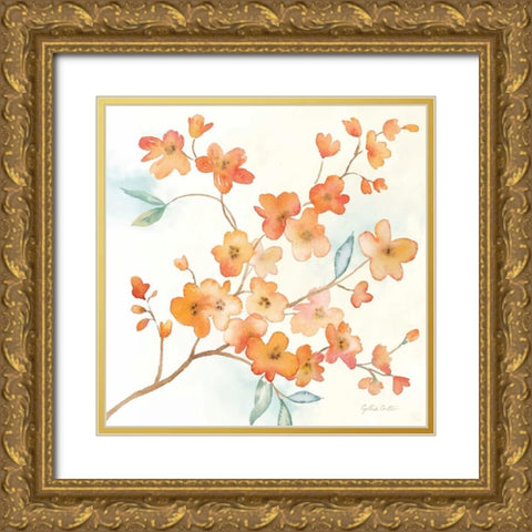 Coral Blossom Branches I Gold Ornate Wood Framed Art Print with Double Matting by Coulter, Cynthia
