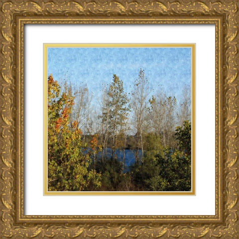 Trees of Fall Gold Ornate Wood Framed Art Print with Double Matting by Romita, Denise
