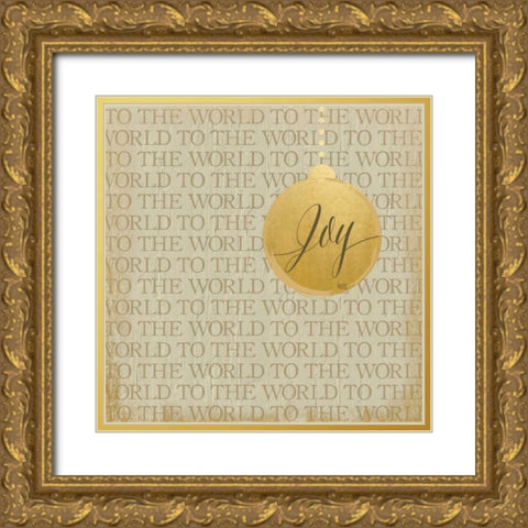 Christmas Ornaments II Gold Ornate Wood Framed Art Print with Double Matting by hartworks