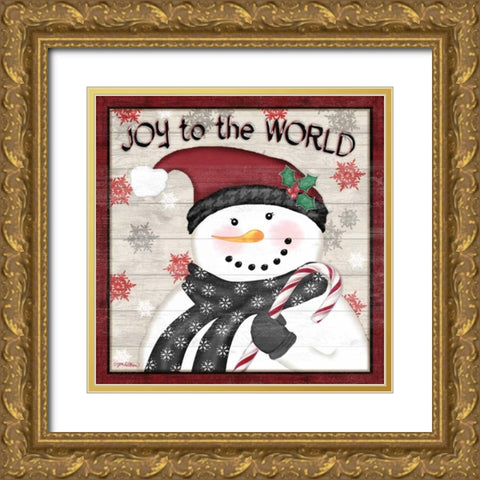 Rustic Snowmen I Gold Ornate Wood Framed Art Print with Double Matting by Killeen, Jen