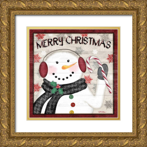 Rustic Snowmen II Gold Ornate Wood Framed Art Print with Double Matting by Killeen, Jen