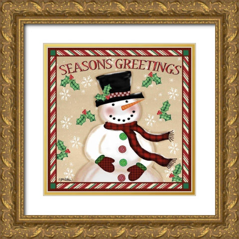 Seasons Greetings Snowmen I Gold Ornate Wood Framed Art Print with Double Matting by Killeen, Jen