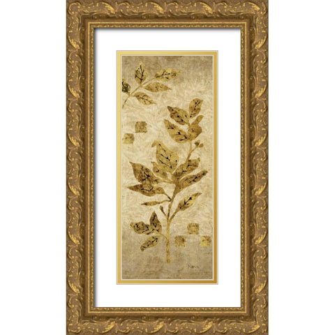 Gold Leaf Branches Panel I Gold Ornate Wood Framed Art Print with Double Matting by Nova, Studio