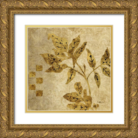 Gold Leaf Branches II Gold Ornate Wood Framed Art Print with Double Matting by Nova, Studio