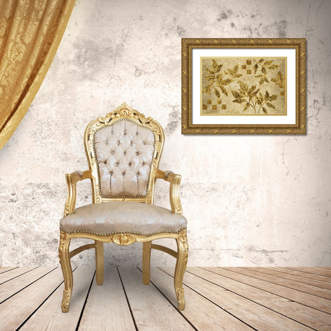 Gold Leaf Branches Landscape Gold Ornate Wood Framed Art Print with Double Matting by Nova, Studio