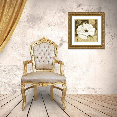 Poppies in Grey I Gold Ornate Wood Framed Art Print with Double Matting by Gladding, Pamela