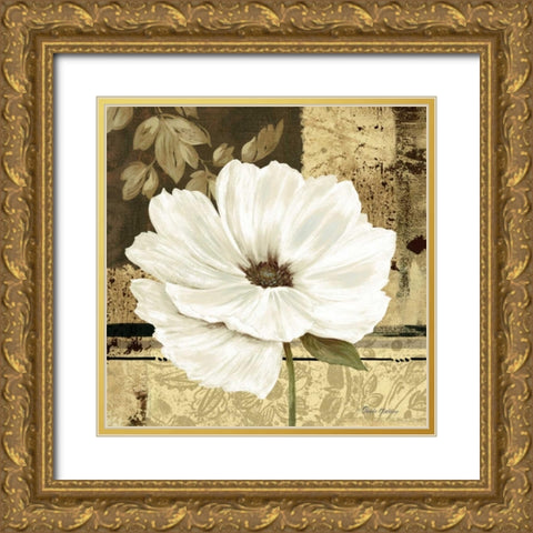 Poppies in Grey I Gold Ornate Wood Framed Art Print with Double Matting by Gladding, Pamela
