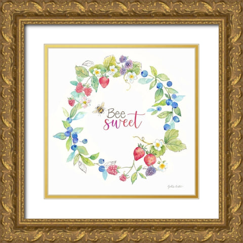 Berries and Bees VII Gold Ornate Wood Framed Art Print with Double Matting by Coulter, Cynthia