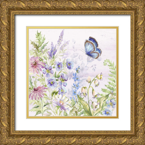 Butterfly  Trail II Gold Ornate Wood Framed Art Print with Double Matting by Tre Sorelle Studios