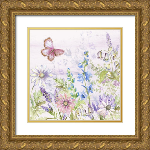 Butterfly  Trail III Gold Ornate Wood Framed Art Print with Double Matting by Tre Sorelle Studios