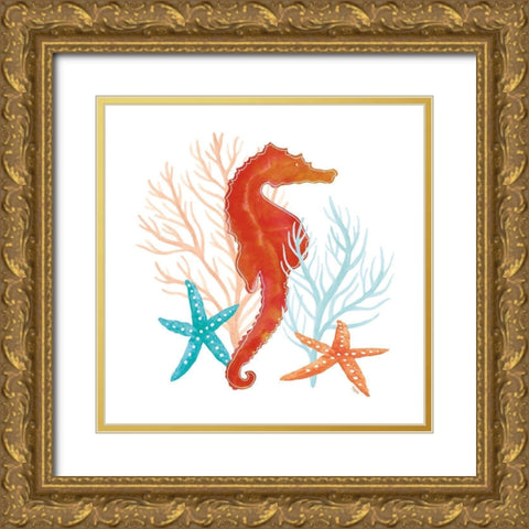 Coral Aqua XI Gold Ornate Wood Framed Art Print with Double Matting by Reed, Tara
