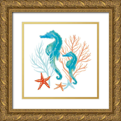 Coral Aqua XII Gold Ornate Wood Framed Art Print with Double Matting by Reed, Tara