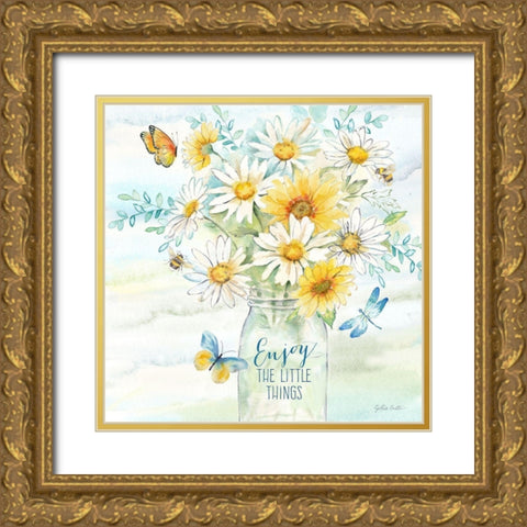 Daisy Days III Gold Ornate Wood Framed Art Print with Double Matting by Coulter, Cynthia