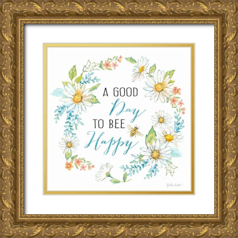 Daisy Days IV Gold Ornate Wood Framed Art Print with Double Matting by Coulter, Cynthia
