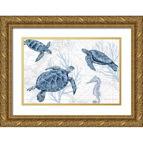 Deep Blue Sea II on White Gold Ornate Wood Framed Art Print with Double Matting by Reed, Tara