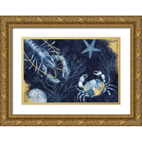 Deep Blue Sea III on Blue Gold Gold Ornate Wood Framed Art Print with Double Matting by Reed, Tara