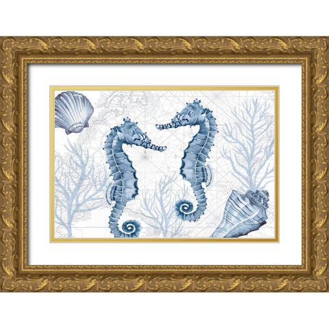 Deep  Blue Sea IV on White Gold Ornate Wood Framed Art Print with Double Matting by Reed, Tara