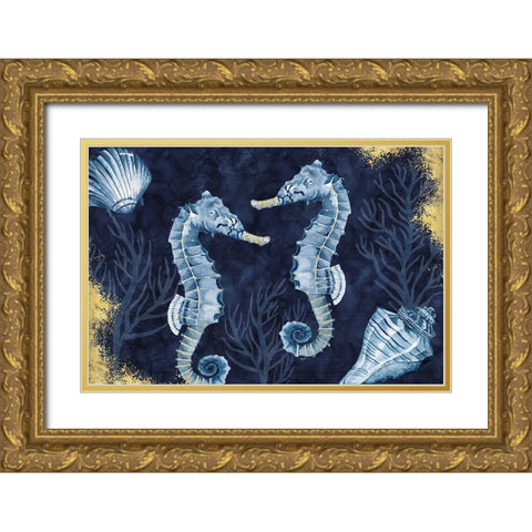 Deep  Blue Sea IV on Blue Gold Gold Ornate Wood Framed Art Print with Double Matting by Reed, Tara