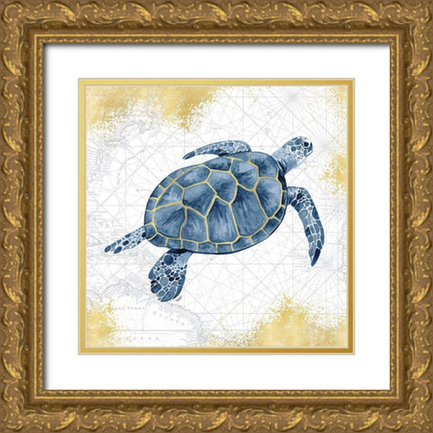 Deep  Blue Sea VII White Gold Gold Ornate Wood Framed Art Print with Double Matting by Reed, Tara