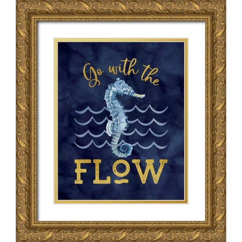 Deep  Blue Sea XII on Navy Gold Ornate Wood Framed Art Print with Double Matting by Reed, Tara
