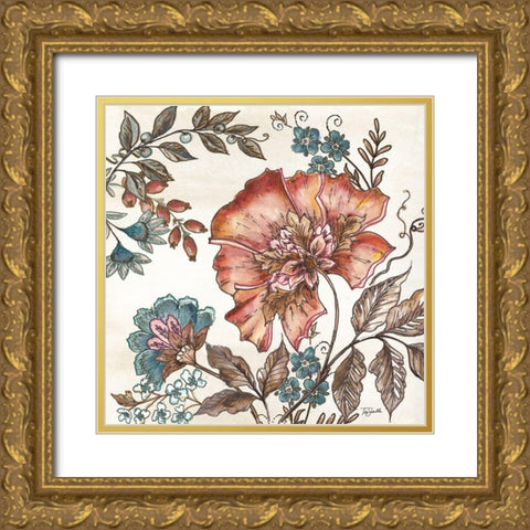 Garden  Vines I on White Gold Ornate Wood Framed Art Print with Double Matting by Tre Sorelle Studios