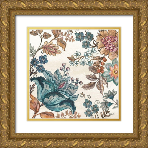 Garden  Vines II on White Gold Ornate Wood Framed Art Print with Double Matting by Tre Sorelle Studios