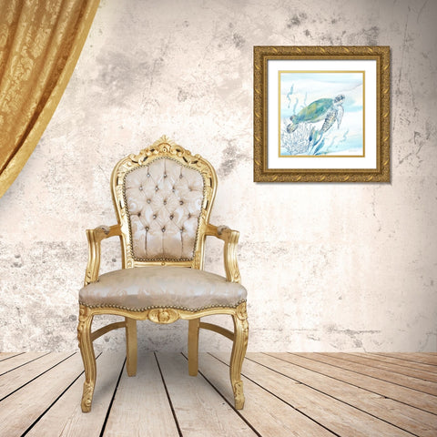 Great Blue Sea IV Gold Ornate Wood Framed Art Print with Double Matting by Coulter, Cynthia